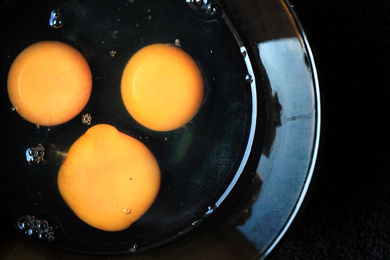 Three eggs make for a decent sized, satisfying omelette.