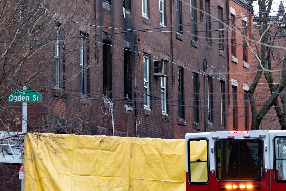 Windows are pictured from the scene of the fatal fire in the Fairmount neighbourhood in Philadelphia, Pennsylvania January 5, 2022. u00e2u20acu201d Hannah Beier/Getty Images/AFP pic