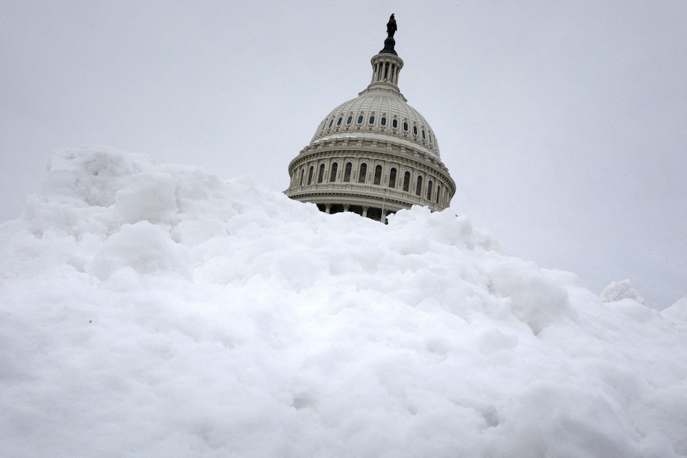 General view of the US Capitol and a snow bank following a storm, on Capitol Hill in Washington January 5, 2022. u00e2u20acu201d Reuters pic