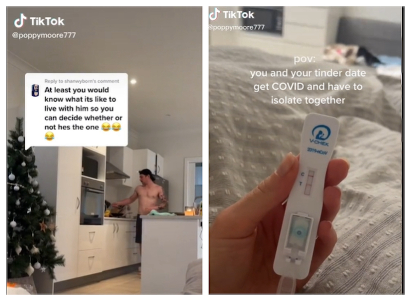 Henley managed to get positive comments from TikTok users about her date after he cooked a meal for her. u00e2u20acu201d Screengrab via TikTok/poppymoore777