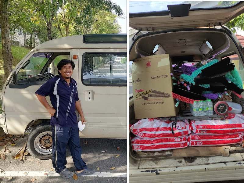Muhammad Shuhur Azizuddin from Ipoh has gone above and beyond the call of duty after spending three days in his old van just to distribute flood relief supplies to affected victims. u00e2u20acu201d Picture courtesy of Facebook/ Shuhur Azizuddin 