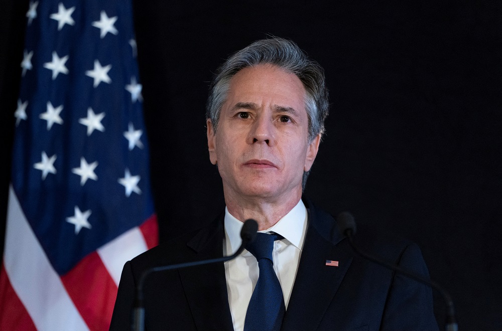 US Secretary of State Antony Blinken speaks to the media after a meeting with Russian Foreign Minister Sergei Lavrov in Geneva January 21, 2022. u00e2u20acu201d Picture by Alex Brandon/Pool via Reuters