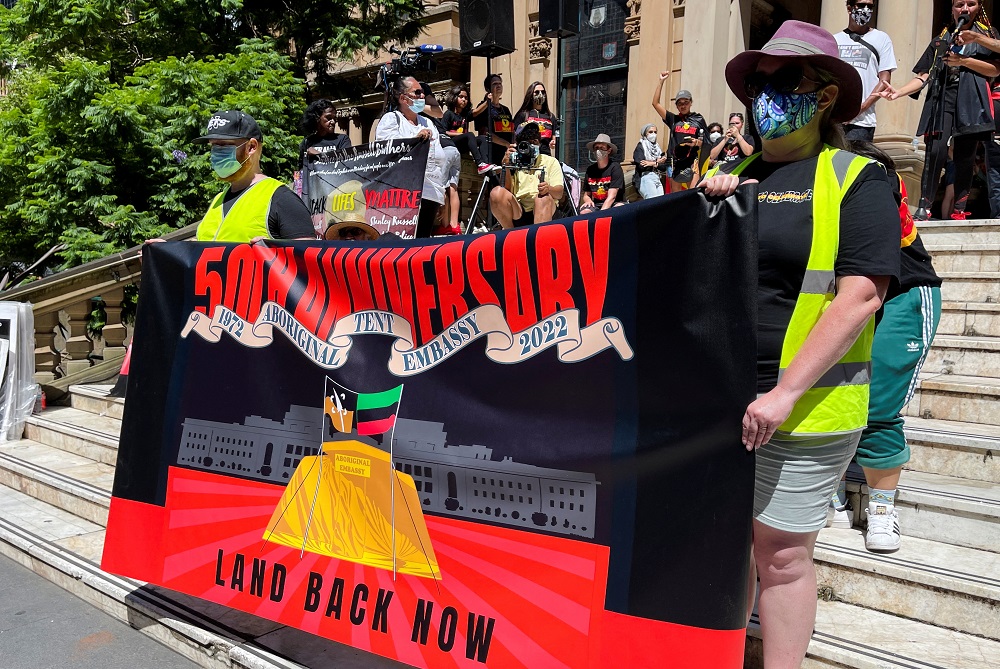 Protesters attend the u00e2u20acu02dcAbolish the Dateu00e2u20acu2122 rally in Sydney January 26, 2022. u00e2u20acu201d Reuters pic