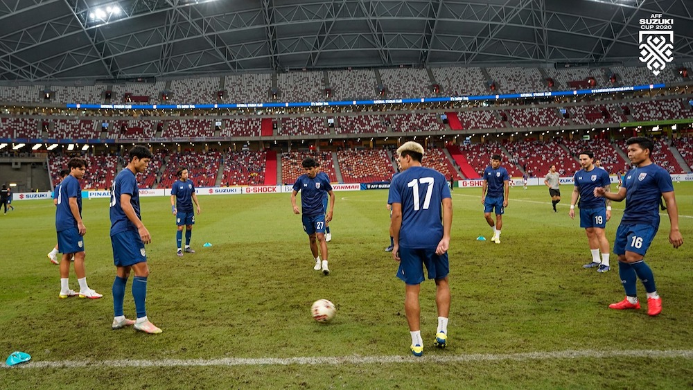 The Thailand team is seen at the finals of the AFF Suzuki Cup at the Singapore National Stadium Jan 1, 2022. u00e2u20acu201d Picture via Facebook/AFF Suzuki Cup