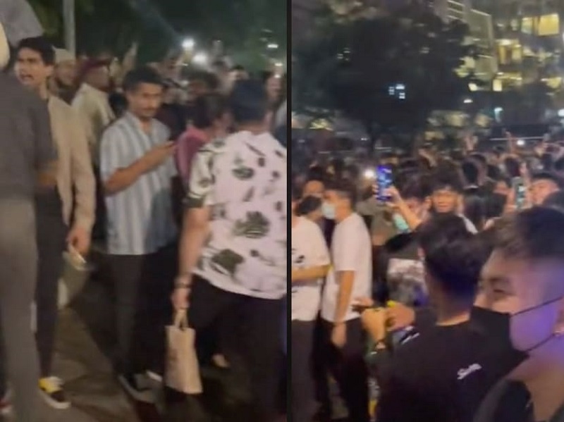 Eyewitnesses said the crowds that gathered on New Yearu00e2u20acu2122s Eve at Clarke Quay were in the hundreds. u00e2u20acu201d Picture via social media/TODAY