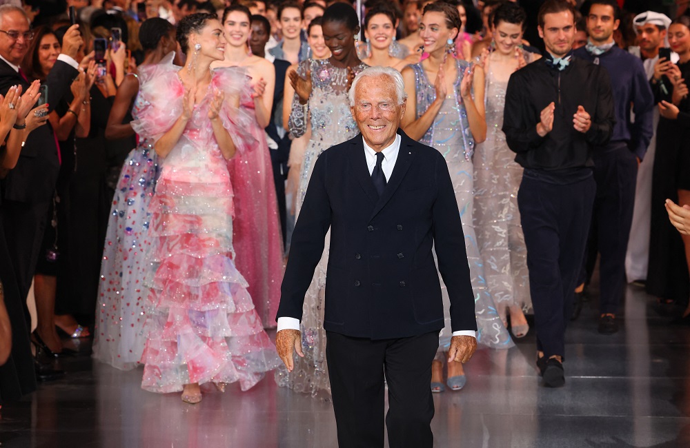 Italian designer Giorgio Armani at the One Night Only series in Dubai on October 26, 2021. u00e2u20acu201d AFP pic