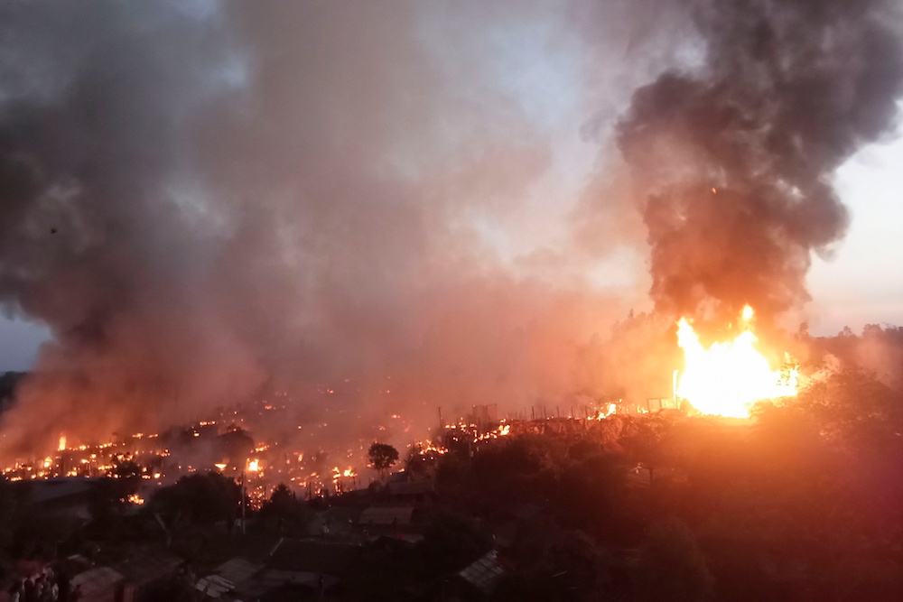 A general view of the fire that broke out at the Balukhali rohingya refugee camp in Cox's Bazar, Bangladesh, January 9, 2022. u00e2u20acu201d Reuters pic