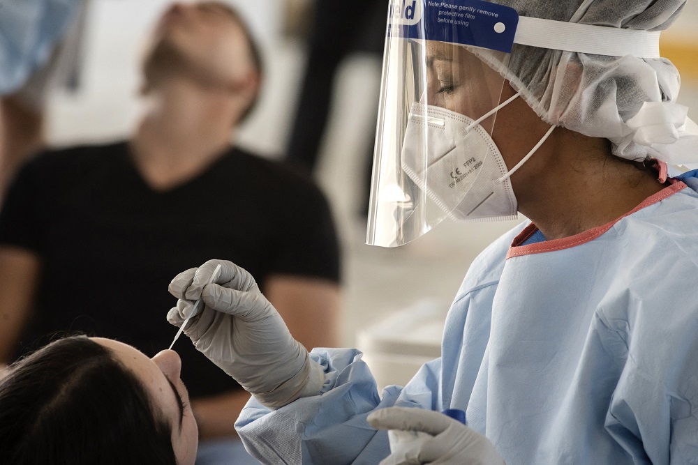 Health workers test Cypriot students for the coronavirus in one of the public schools of the capital Nicosia. u00e2u20acu201d AFP pic