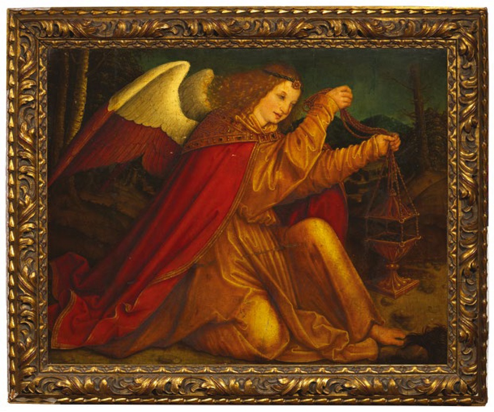 'Thurifer Angel in a yellow tunic' by Bernhard Strigel (circa 1521/1522). u00e2u20acu201d Picture courtesy of Artpugee via ETX Studio
