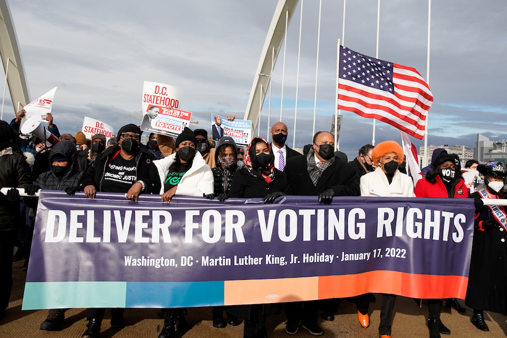Martin Luther King III, the eldest son of the late civil rights activist Martin Luther King Jrand family take part in a Peace Walk on the Frederick Douglass Memorial Bridge in Washington, US, January 17, 2022. u00e2u20acu201d Reuters pic 