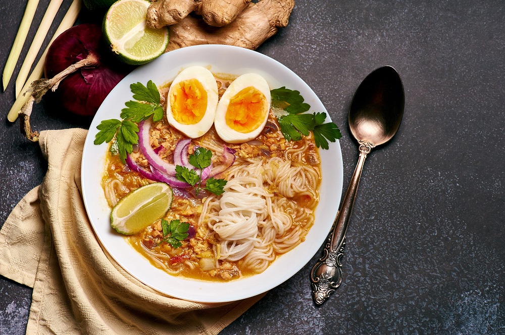 A soup made of rice noodles and a broth prepared with catfish, mohinga is the national dish of Myanmar. u00e2u20acu201d Shutterstock pic via ETX Studio 