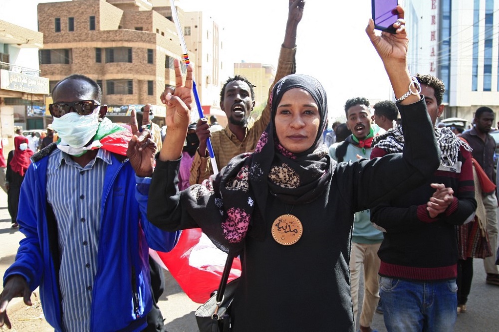 Sudanese rally against a military coup which occurred nearly three months ago, south of the capital Khartoum January 17, 2022. u00e2u20acu201d AFP pic