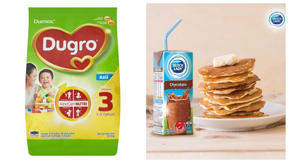 A six-pack of 200ml Dutch Lady UHT milk is going for RM7.50 while Dugro 3 and 4 (850g) has a promotional price of RM22.90.  u00e2u20acu201d  Pictures via Dutch Lady, Dugro