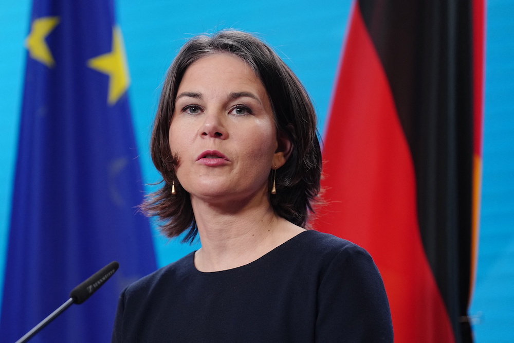 German Foreign Minister Annalena Baerbock at a news conference in Berlin, Germany, January 20, 2022. u00e2u20acu201d Pool via Reuters picn n