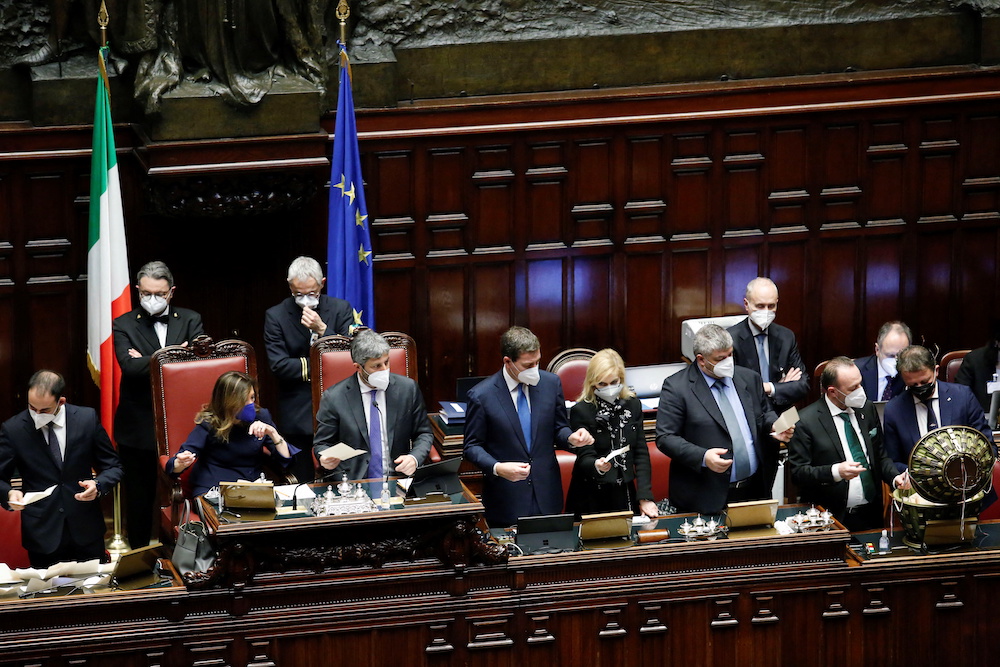 A general view as at the end of a voting session to elect Italy's new president, at the Chamber of Deputies in Rome, Italy, January 27, 2022. u00e2u20acu201d Reuters pool picn n