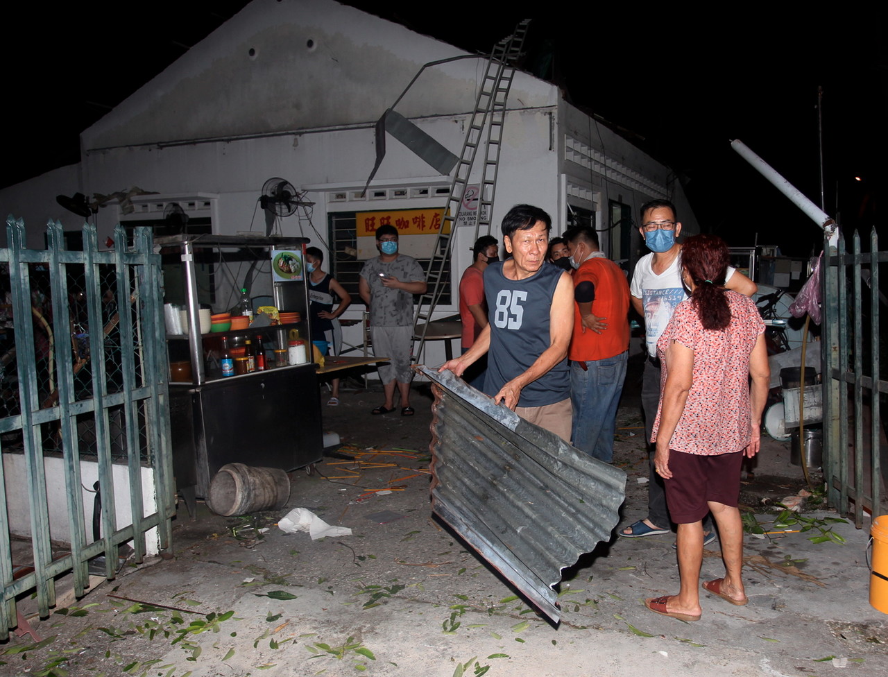A shophouse is seem damaged from a freak storm that happened at 6.40pm in Ipoh, Perak, January 30, 2022. u00e2u20acu201d Bernama pic
