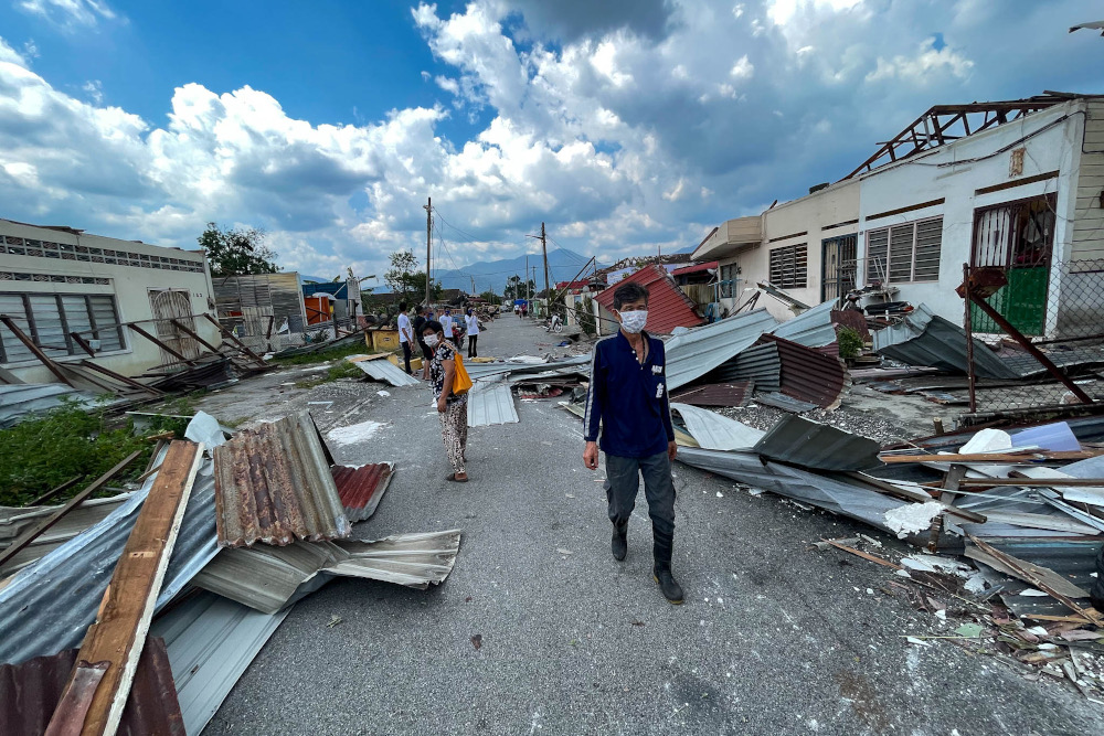 Several houses were damaged due to strong winds and storms in several areas including around Kampung Tawas, Taman Tasek Damai and Kelebang Selatan January 31, 2022. u00e2u20acu201d Picture by Hari Anggara
