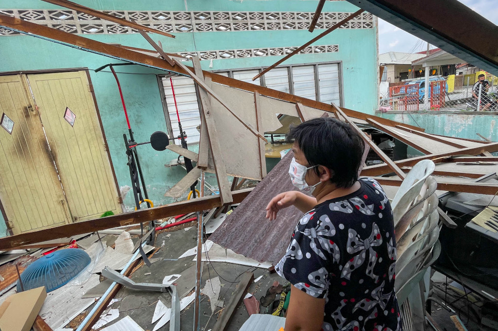 Several houses were damaged due to strong winds and storms in several areas including around Kampung Tawas, Taman Tasek Damai and Kelebang Selatan January 31, 2022. — Picture by Hari Anggara
