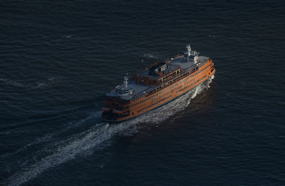 In this file photo taken on August 5, 2021 an aerial view of the Staten Island Ferry is seen on the Hudson river in New York City. u00e2u20acu201d AFP pic