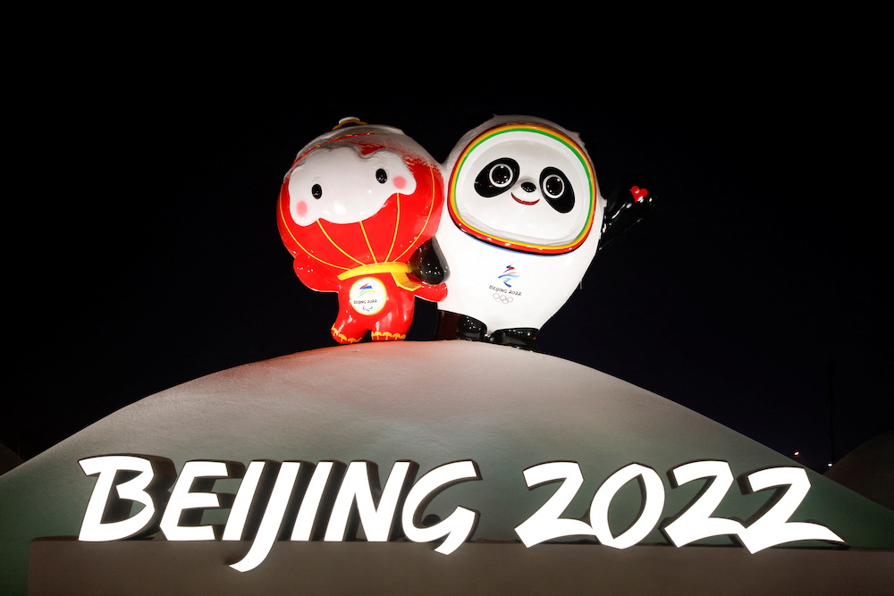 An installation featuring Bing Dwen Dwen and Shuey Rhon Rhon, mascots of the Beijing 2022 Winter Olympics and Paralympics is pictured, in Beijing, China January 22, 2022. u00e2u20acu201d Reuters pic