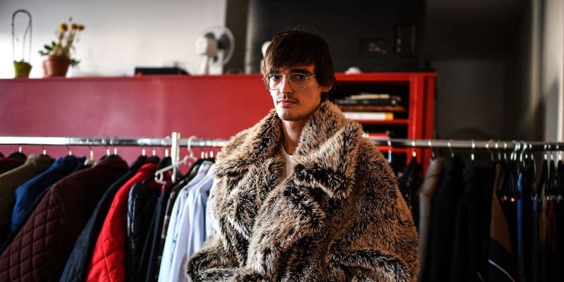 Fashion designer Florentin Glemarec presents a creation at the Egonlab workshop in Paris. u00e2u20acu201d AFP pic