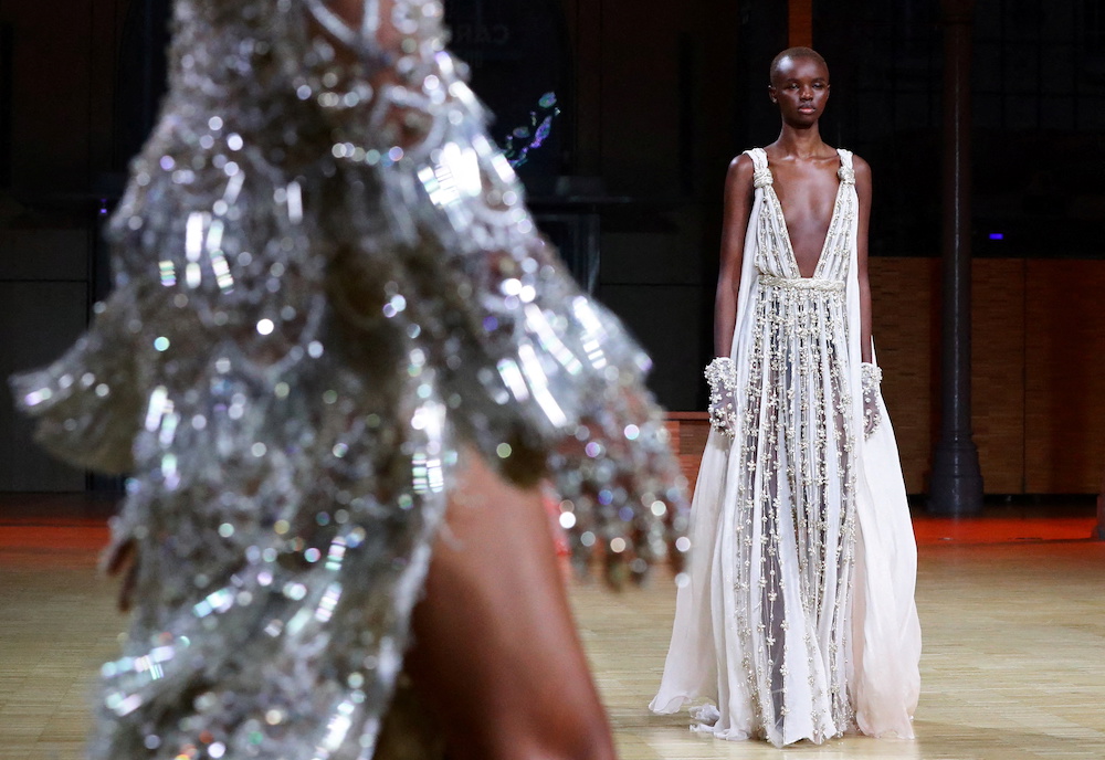 A model presents a creation by designer Elie Saab as part of his Haute Couture Spring/Summer 2022 collection show in Paris, France January 26, 2022. u00e2u20acu201d Reuters pic