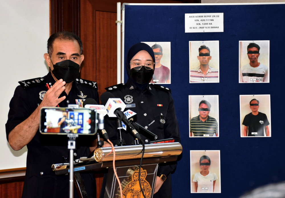 Melaka police chief Datuk Abdul Majid Mohd Ali speaks at a press conference at the Melaka contingent police headquarters, January 11, 2022. u00e2u20acu201d Bernama pic 