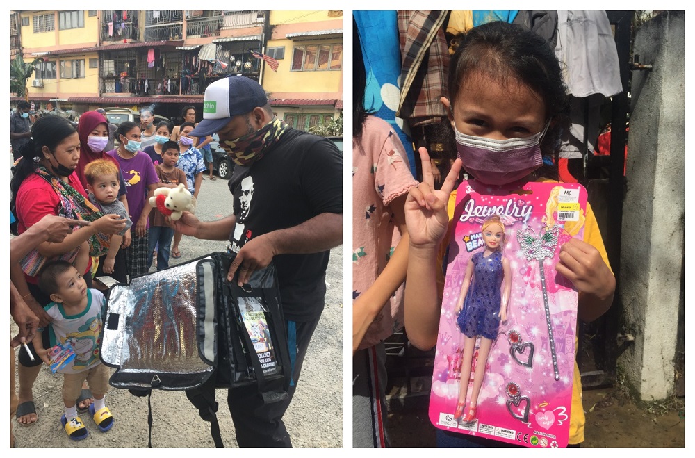 Amir Effendi would either ride his motorcycle to the flood-hit areas or use his car to deliver the toys to the children. u00e2u20acu2022 Pictures courtesy of Amir Effendi Abd Rahim