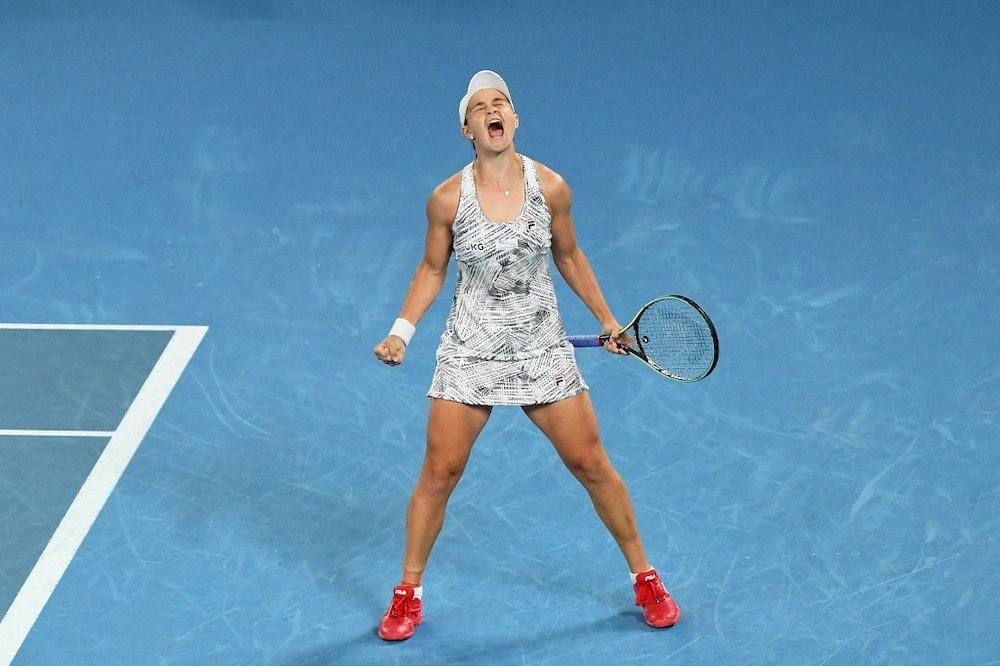 Australiau00e2u20acu2122s Ashleigh Barty holds her trophy following her victory in the womenu00e2u20acu2122s singles final match against Danielle Collins of the US in Melbourne on January 29, 2022. u00e2u20acu201d AFP pic