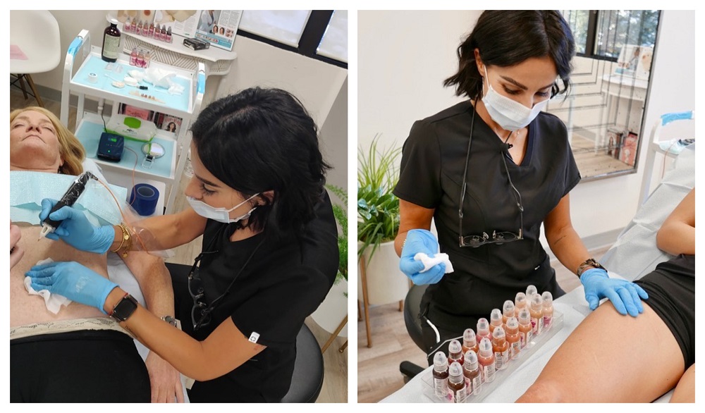 Stoski helping cancer survivors cover up their scars using paramedical tattooing methods. u00e2u20acu2022 Pictures via instagram/jodystoski