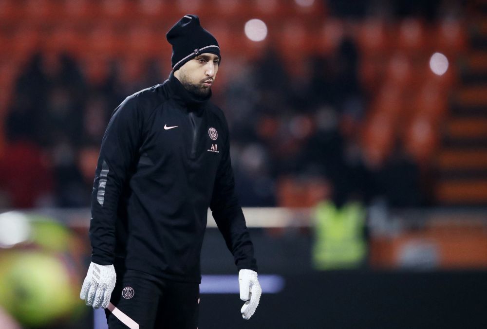 Paris St Germain's Gianluigi Donnarumma warms up ahead of the match against Lorient at Stade du Moustoir, Lorient December 22, 2021. u00e2u20acu201d Reuters picnn