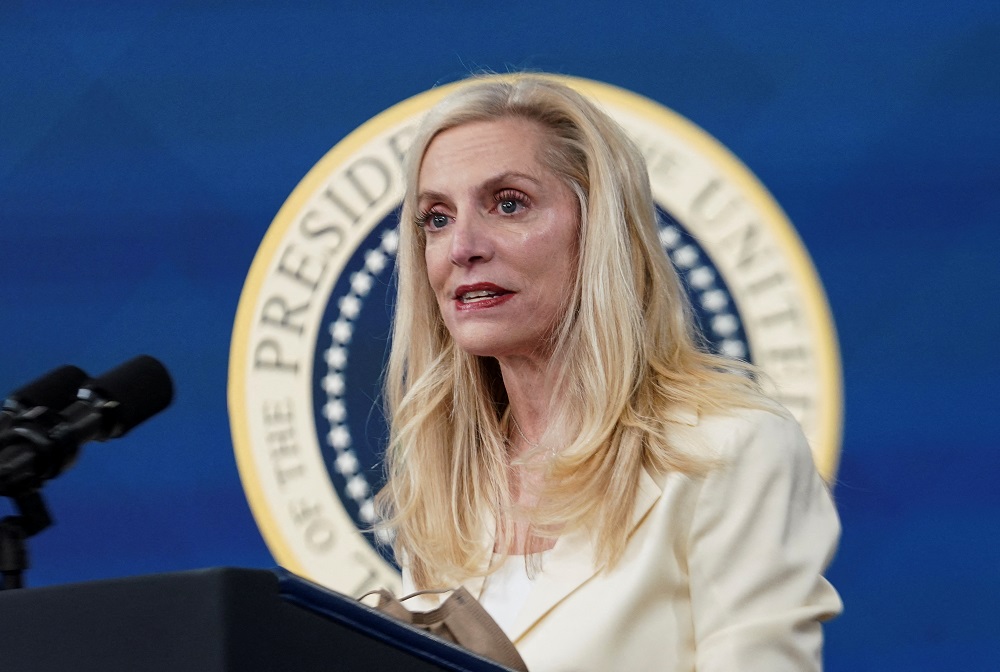 US Federal Reserve board member Lael Brainard speaks after she was nominated to serve as vice chair of the Fed, in the Eisenhower Executive Office Buildingu00e2u20acu2122s South Court Auditorium at the White House in Washington November 22, 2021. u00e2u20acu2022 Reuters file pic