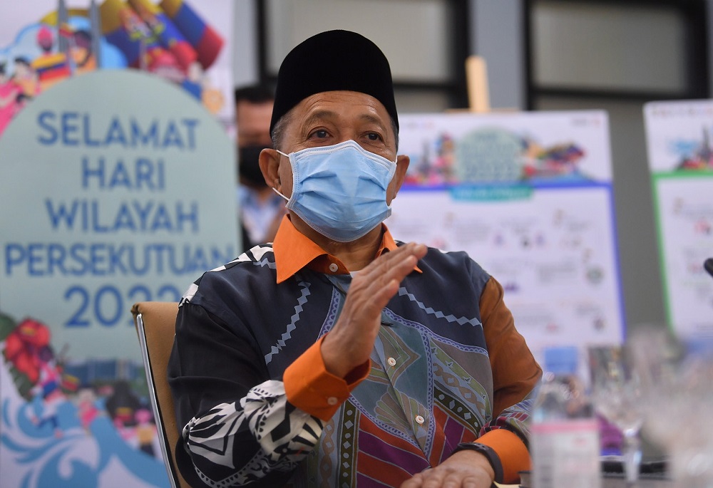 Federal Territories Minister Datuk Seri Shahidan Kassim speaks to reporters during a press conference in conjunction with the 2022 Federal Territories Day (SHWP 2022) celebration, in Putrajaya January 31, 2022. u00e2u20acu201d Bernama pic
