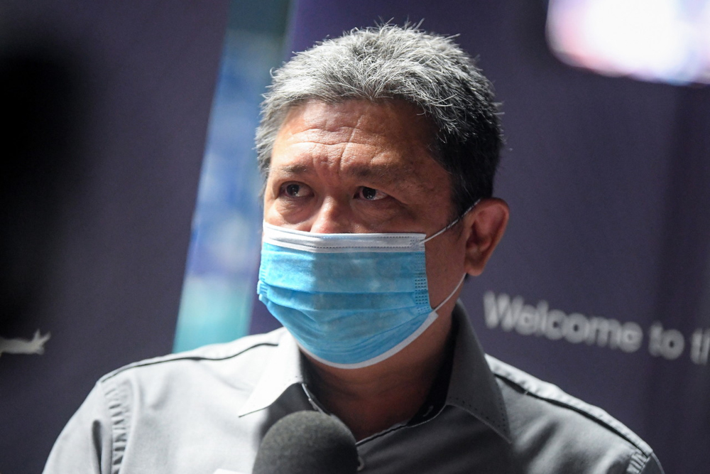 Squash Racquets Association of Malaysia president Gerard Monteiro at the press conference after launching the CIMB Junior Development Programme and new SRAM website at the National Squash Centre, Bukit Jalil, January 24, 2022. u00e2u20acu201d Bernama pic 