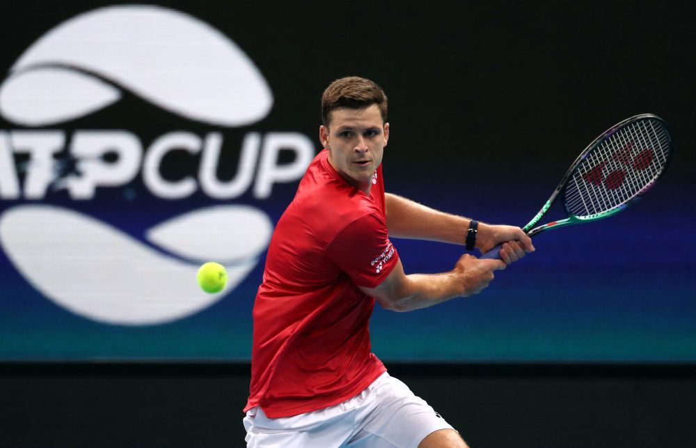 Poland's Hubert Hurkacz in action during his ATP Cup group stage match against Argentina's Diego Schwartzman at the Sydney Olympic Park January 5, 2022. u00e2u20acu201d Reuters pic