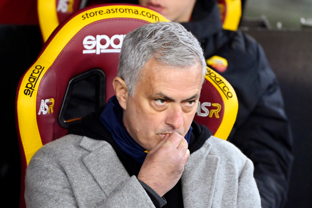 Roma head coach Jose Mourinho looks on prior to the Serie A football match between AS Roma and Juventus at the Olympic stadium in Rome, January 9, 2022. u00e2u20acu201d AFP pic 