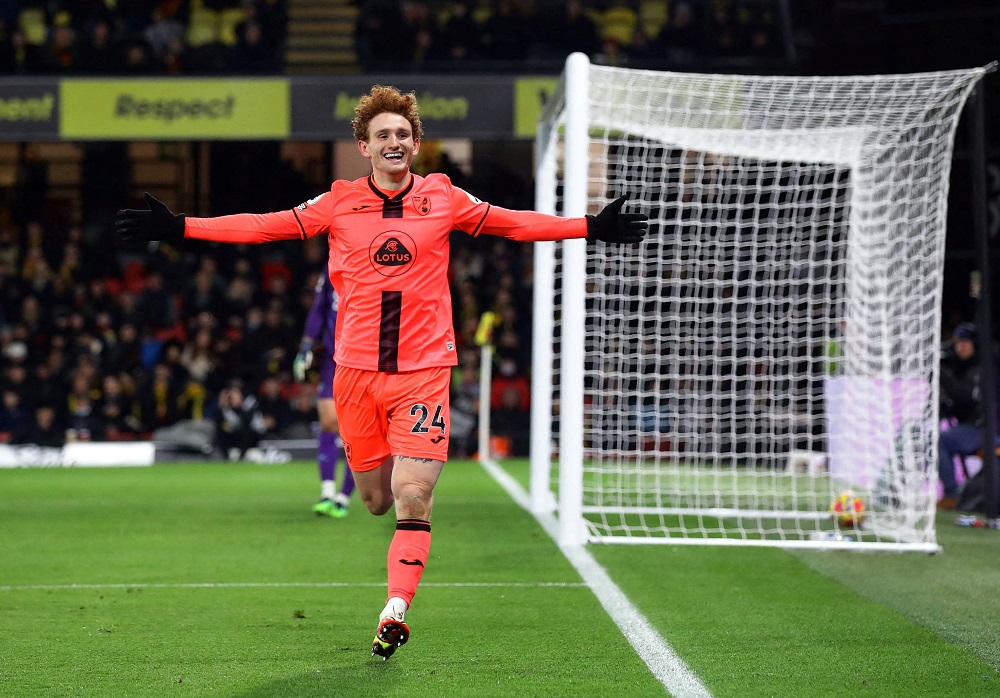Norwich City's Josh Sargent celebrates after scoring the second goal against Watford January 22, 2022. u00e2u20acu2022 Reuters pic