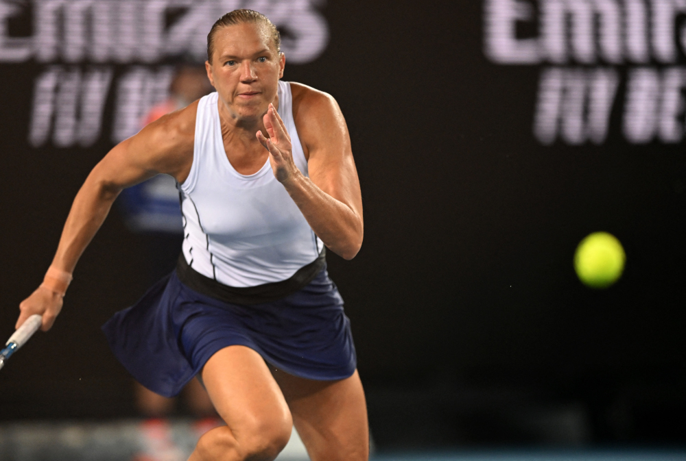 Estoniau00e2u20acu2122s Kaia Kanepi runs to reach a return against Belarusu00e2u20acu2122 Aryna Sabalenka during their womenu00e2u20acu2122s singles match on day eight of the Australian Open tennis tournament in Melbourne,  January 24, 2022. u00e2u20acu201d AFP picnn