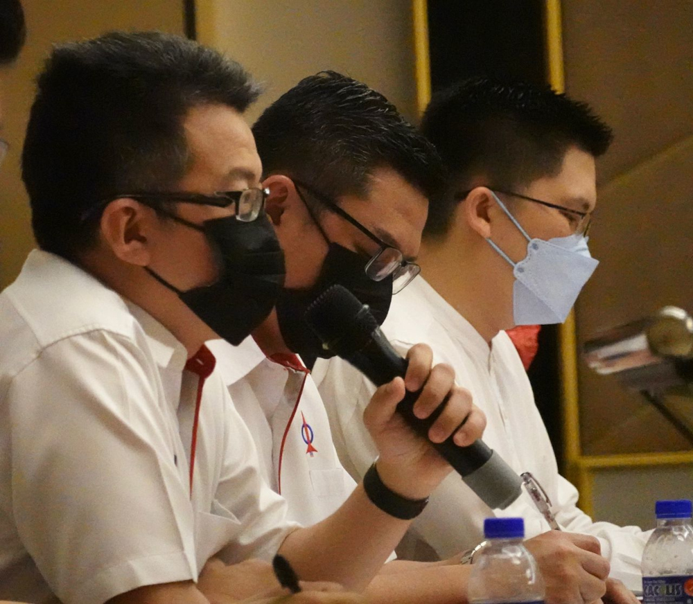 Johor DAP chief Liew Chin Tong (far left) said any change in Johoru00e2u20acu2122s state politics will have a big impact on the coming 15th general election (GE15), January 12, 2022. u00e2u20acu201d Picture courtesy of Alan Tee Boon Tsong