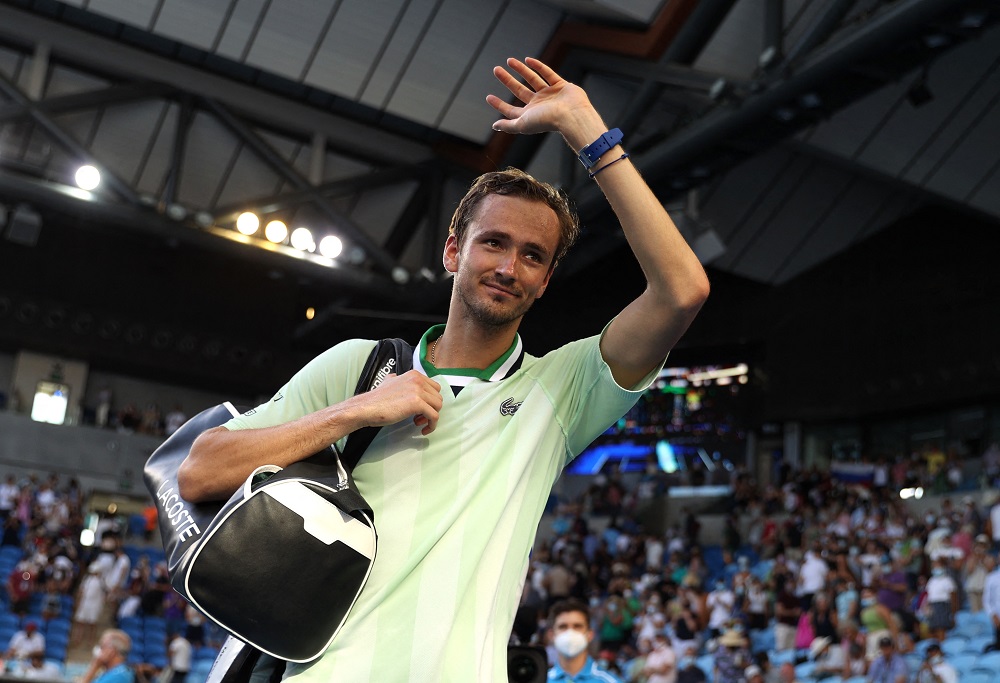 Russia's Daniil Medvedev waves at fans as he walks off the court after winning his third round match against Netherlands' Botic van de Zandschulp in Melbourne January 22, 2022. u00e2u20acu2022 Reuters pic