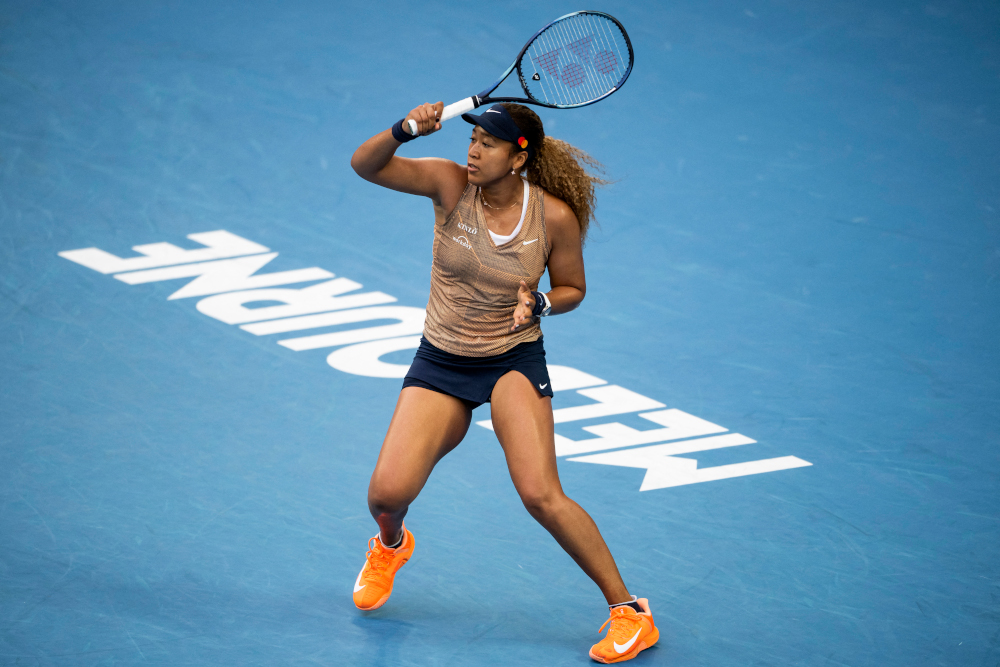 Naomi Osaka of Japan hits a return during her womenu00e2u20acu2122s singles match against Marnya Zanevska of Belgium at the Melbourne Summer Set tennis tournament in Melbourne, January 6, 2022. u00e2u20acu201d AFP picnn