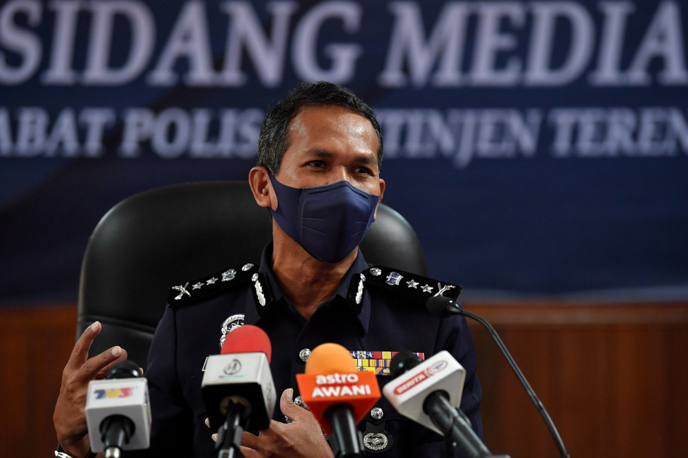 Terengganu police chief Datuk Rohaimi Md Isa speaks at a press conference at the Terengganu contingent police headquarters, January 20, 2022. u00e2u20acu201d Bernama pic 
