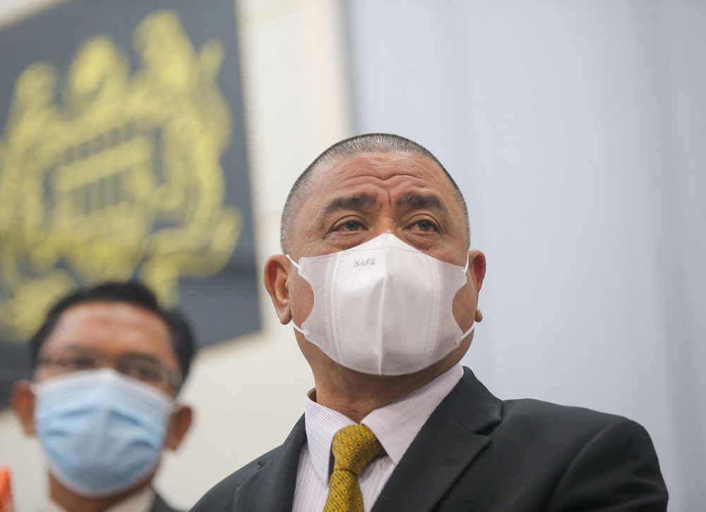 Perak Mentri Besar Datuk Seri Saarani Mohamad speaks during a press conference at the State Secretariat Building in Ipoh January 12, 2022. u00e2u20acu201d Picture by Farhan Najib