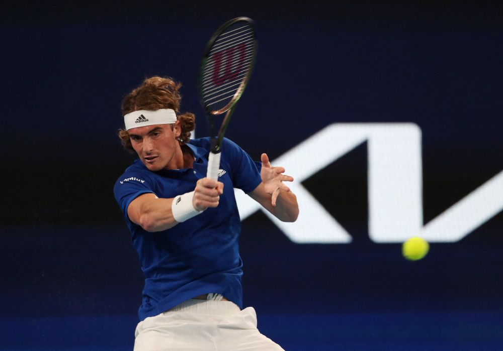 Greece's Stefanos Tsitsipas in action during his ATP Cup group stage match against Argentina's Diego Schwartzman at Sydney Olympic Park January 3, 2022. u00e2u20acu201d Reuters pic