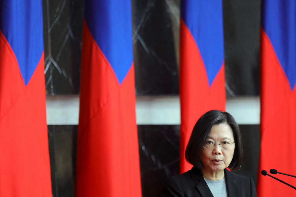 Taiwan President Tsai Ing-wen speaks at a rank conferral ceremony for military officials from the Army, Navy and Air Force, at the defence ministry in Taipei, Taiwan December 28, 2021. u00e2u20acu201d Reuters picnn