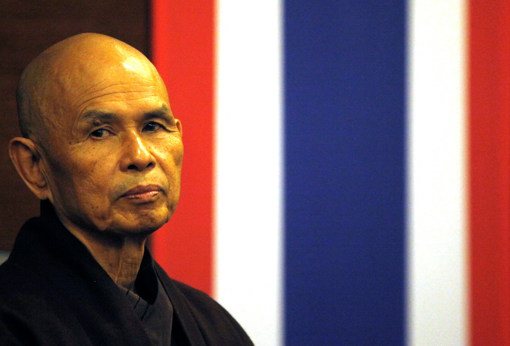 French-based Buddhist zen master Thich Nhat Hanh gestures during his arrival at Suvarnabhumi airport in Bangkok October 11, 2010. u00e2u20acu2022 Reuters picnnn