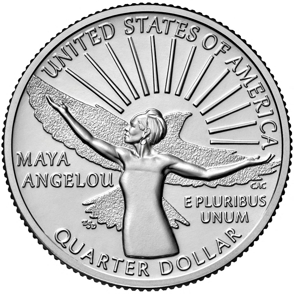 This handout photo provided by The United States Mint on January 10, 2022 shows the reverse (tails) quarter honouring Maya Angelou. u00e2u20acu201d AFP pic