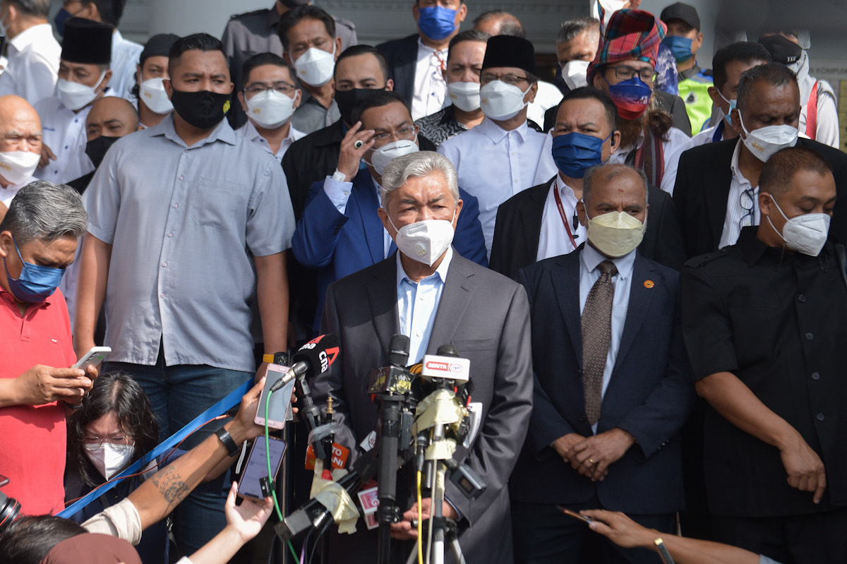 Datuk Seri Ahmad Zahid Hamidi speaks during a press conference at the Kuala Lumpur High Court on January 24, 2022. u00e2u20acu201d Picture by Miera Zulyanann