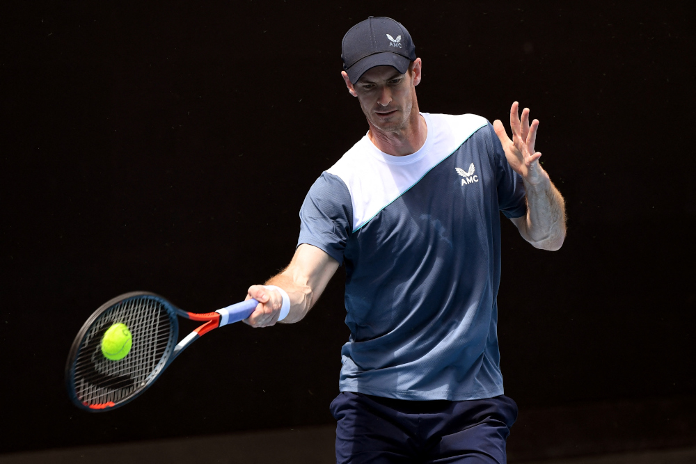 Britainu00e2u20acu2122s Andy Murray hits a return during a training session at the Melbourne Summer Set tennis tournament in Melbourne January 5, 2022. u00e2u20acu201d AFP pic 