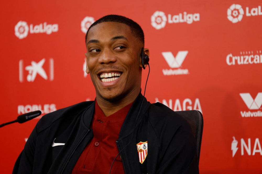 Anthony Martial during his presentation after signing for Sevilla on loan in Seville, Spain, January 26, 2022. u00e2u20acu201d Reuters pic 